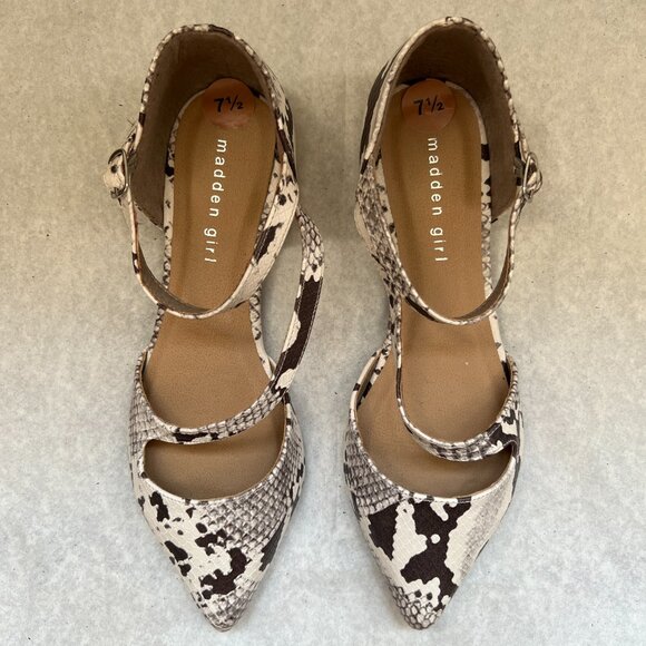 Madden Girl Women's Gray/Black Emeline Pointy Toe Snake Print Flats Shoe, Sz 7.5 - Picture 3 of 12